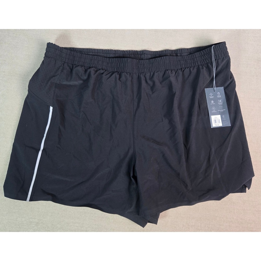 VRST Mens Accelerate 5" Running Shorts Pure Black 2XL Reflective Liner NWT